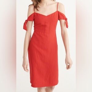 Abercrombie & Fitch Tie Shoulder Midi Dress in Red - Size 2